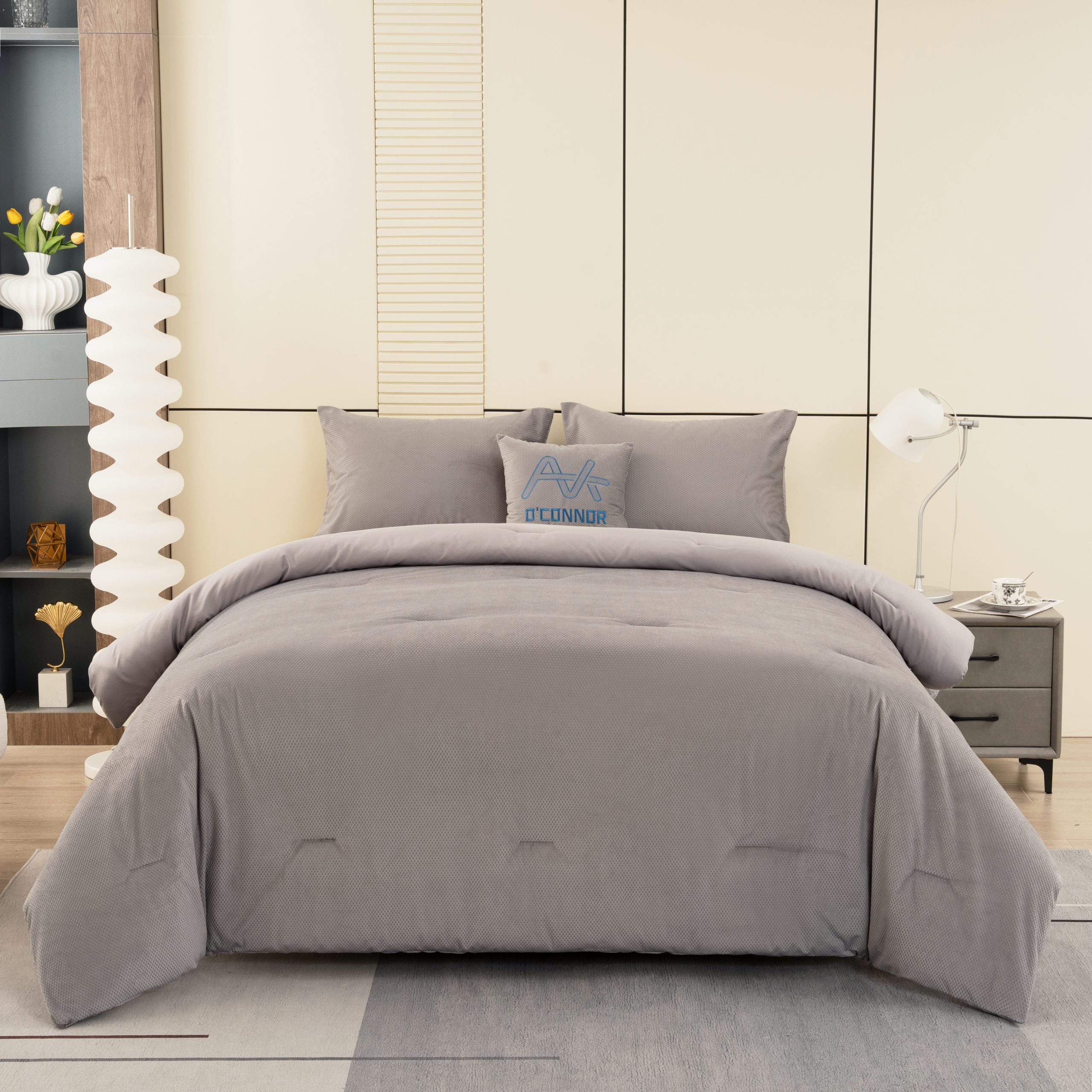 DSC09903 Modern Minimalist Deep Grey Textured Comforter Set