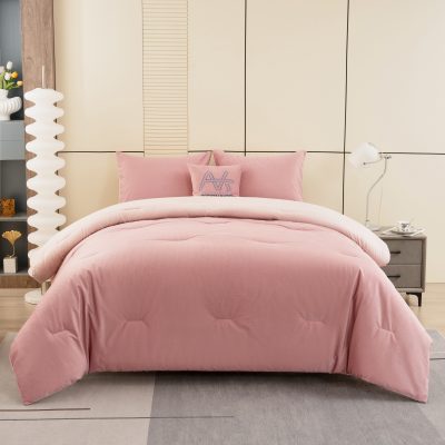 Luxury Textured Blush Pink Comforter – Soft Breathable All-Season Bedding