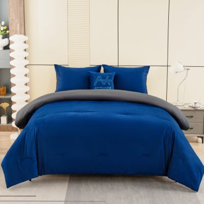 Luxury Textured Navy Blue Comforter – Soft Breathable All-Season Bedding